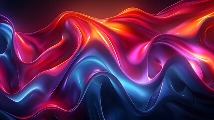 Obraz premium Captivating Neon Waves Luminous Abstract Shapes on Luxury Dark Background