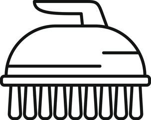 Black and white vector line drawing of a cleaning brush with handle