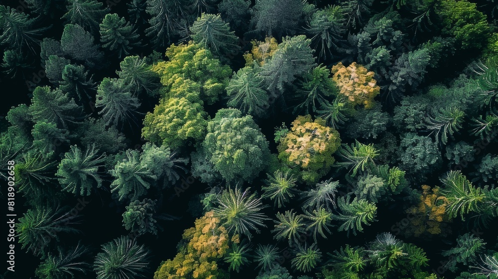 Canvas Prints aerial top view green forest - Canvas Prints