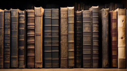 Historical books and old, antique books. compilation of human knowledge concepts. broad format. generative AI edited by hand.