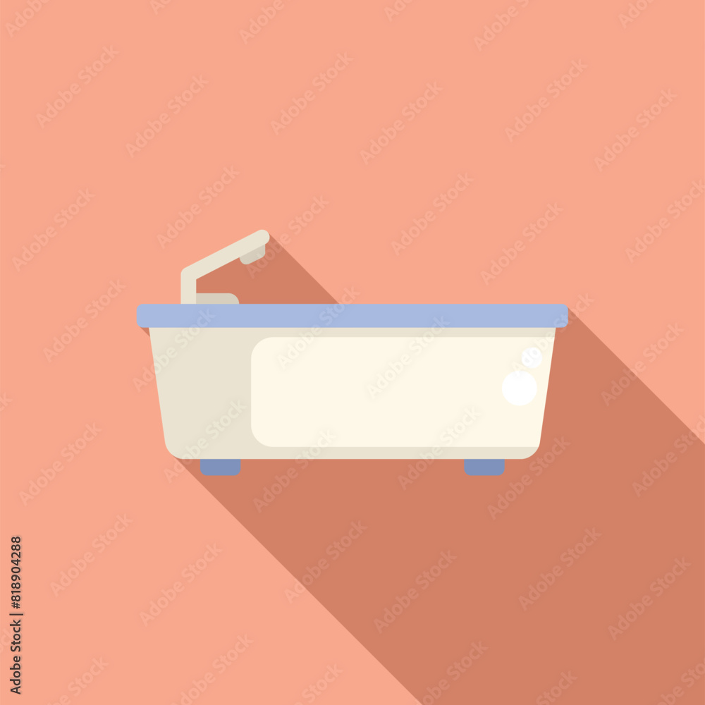 Sticker Flat design vector illustration of a modern bathtub with a clean aesthetic on a pink background