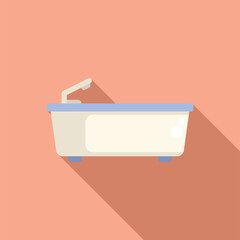 Flat design vector illustration of a modern bathtub with a clean aesthetic on a pink background