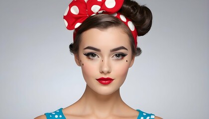 Create a pop art girl with a vintage inspired hair upscaled_4