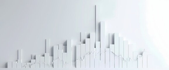 Clean-cut depiction of a sudden rise in stock values, presented in a minimalist bar graph against a clean white backdrop.