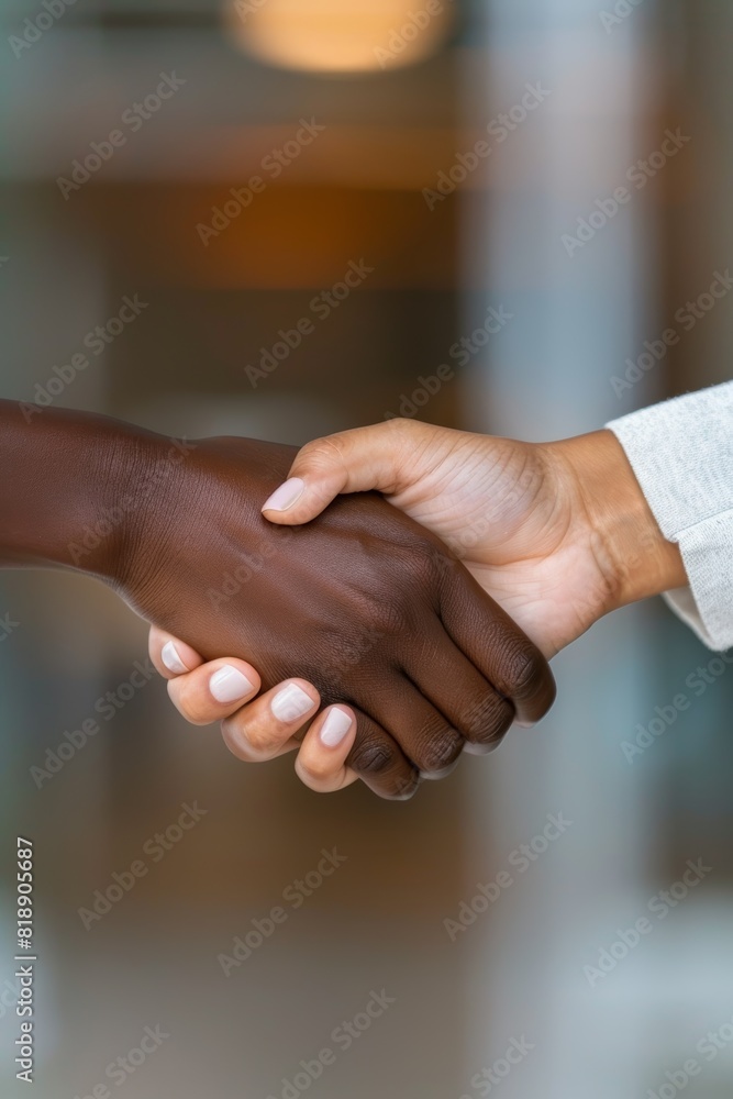 Wall mural doctors stack hands and circle from below with clinic support, goals, and collaboration. medical tea