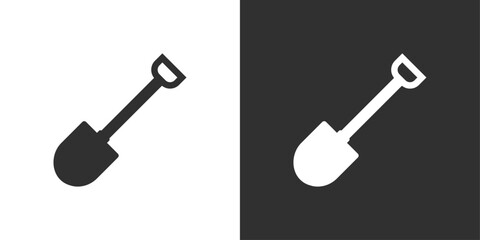 Shovel black and white icon vector design