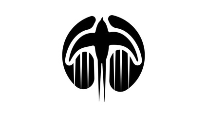 Swallow logo, black isolated silhouette