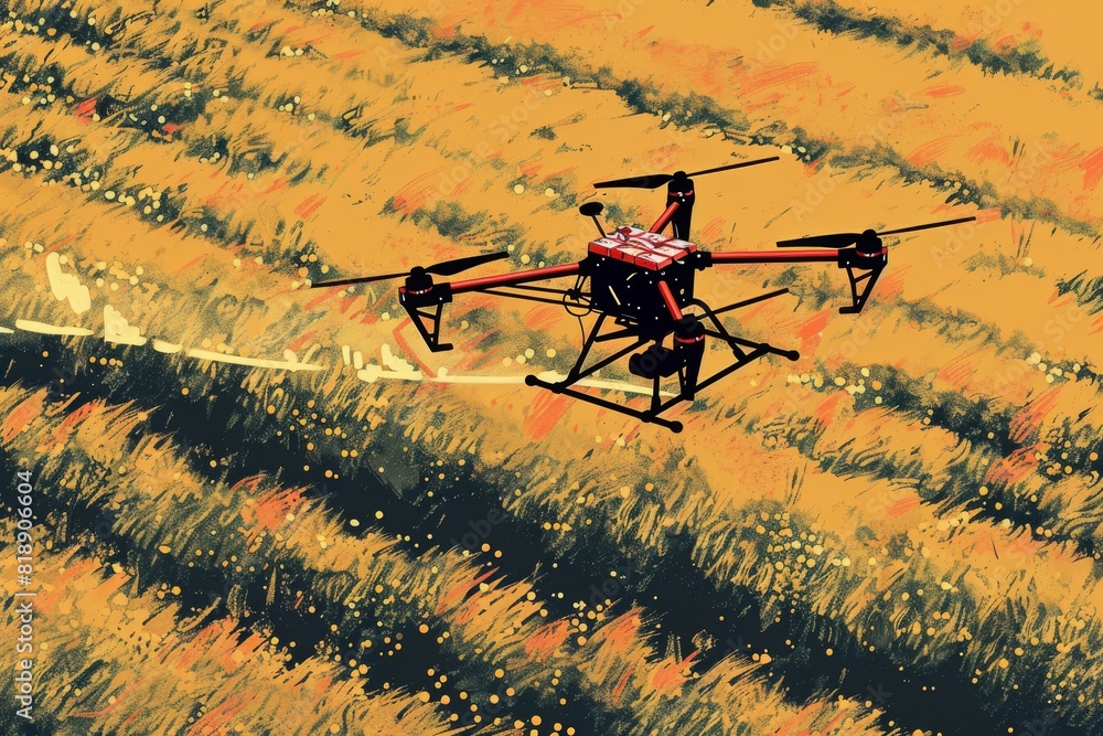 Poster automated farming with unmanned field drones for vegetation mapping and crop management in landscape
