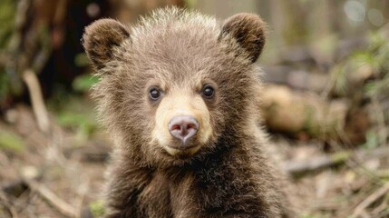 Obraz premium Close up image of a cute baby brown bear.