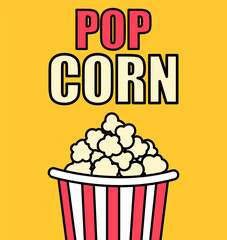 Illustration of popcorn on a yellow background.