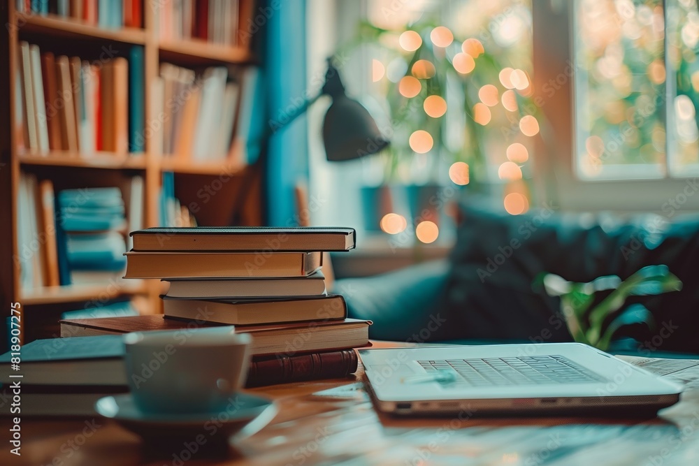 Poster distance learning with study materials and online lectures: suitable for advertising distance learni