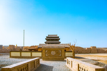 Dunhuang Silk Road Heritage City, Dunhuang City, Gansu Province - Desert buildings and sand dunes