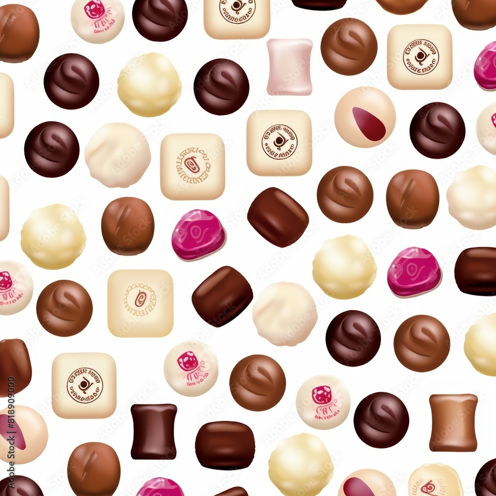 Poster seamless pattern of colorful candies on transparent background for design projects