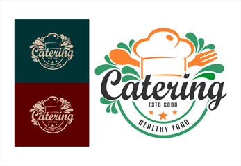 catering service  logo template with hand written calligraphy