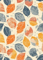 Retro and vintage autumn leaves seamless pattern. Perfect for wallpapers, backgrounds, and textile.
