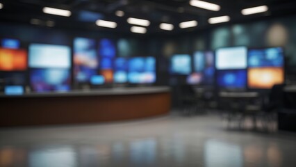 Blurry news studio background - Unfocused and unclear