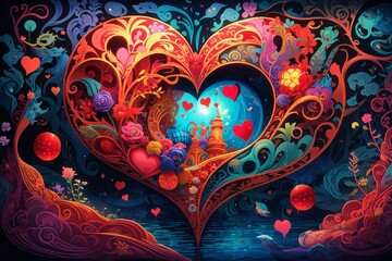 The heart, a sanctuary of love and emotions, whispers secrets between souls. Love is the dance of hearts, color by color 