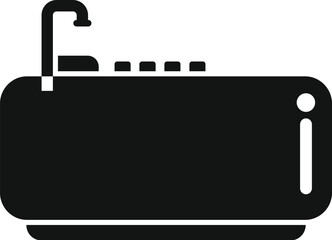 Graphic icon representing a toaster, in a simple black and white silhouette