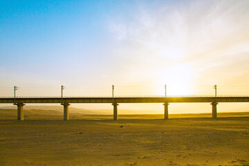 Jiuquan City, Gansu Province - Desert power towers, roads and Gobi scenery