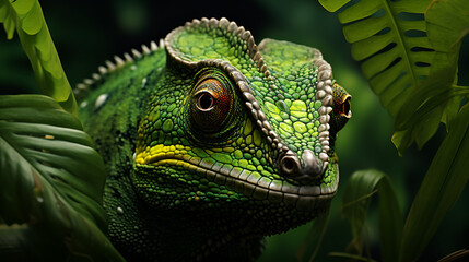 green iguana on a branch
