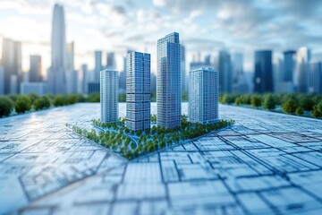 City Urban Development Blueprint An illustration or visual representation of an urban development blueprint