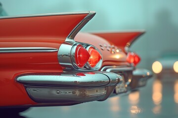 Classic Car Tailfin Detail Close-up of the distinctive tailfin of a classic car, showcasing vintage design