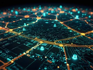 Abstract map of Saudi Arabia, Middle East and North Africa, concept of global network and connectivity, data transfer and cyber technology, information exchange and telecommunication