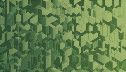 Abstract geometric army green 3d texture wall with squares and square cubes background banner illustration, textured wallpaper
