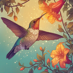 hummingbird and flower