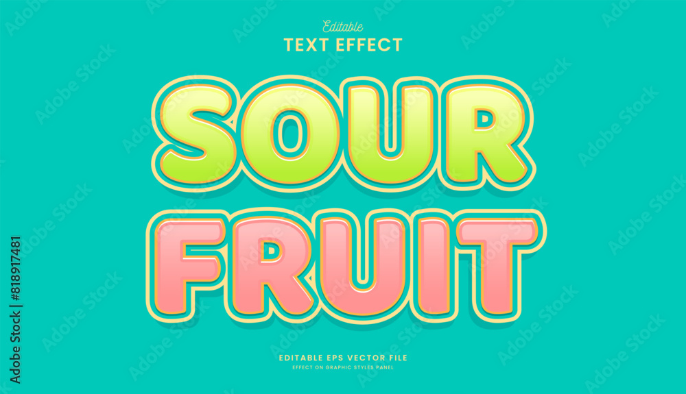 Poster decorative sour fruit editable text effect vector design