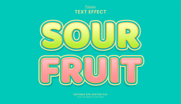decorative sour fruit editable text effect vector design