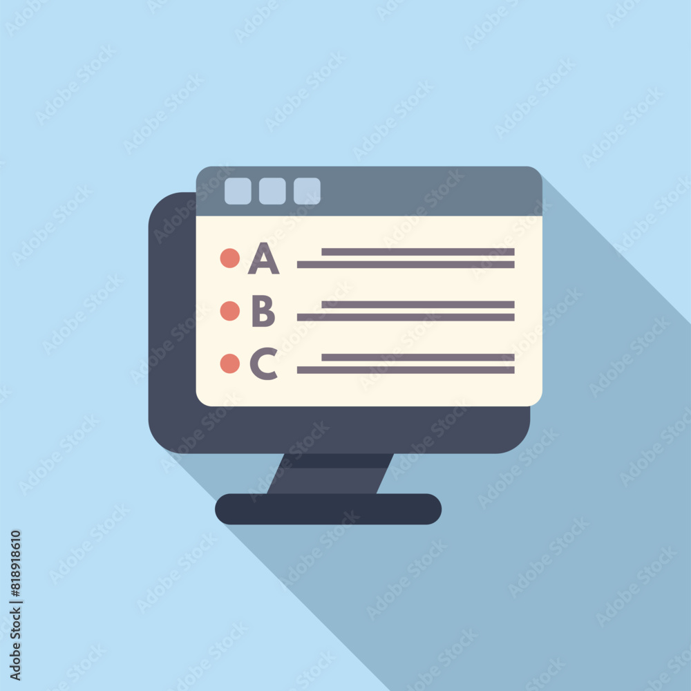 Aufkleber minimalist illustration of an online quiz interface with multiplechoice questions on a desktop monit
