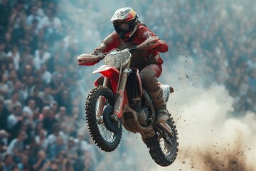 Motorcycle Stunt Performance A motorcycle stunt performer showcasing skills at an event, illustrating extreme sports