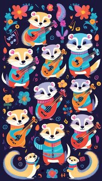 Ferret orchestra on stringed instrument.