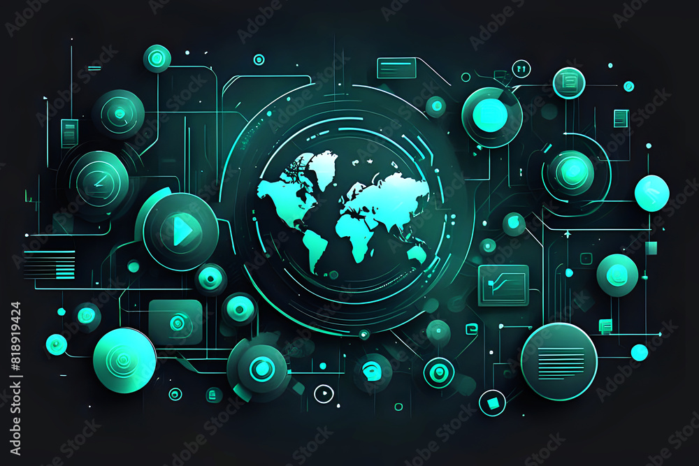 Poster abstract business communication technology digital innovation future tech data, internet concept abs