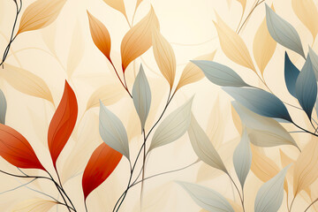 Orange and blue leaves on a light background, soft light, gentle, smooth, elegant, mesmerizing light.