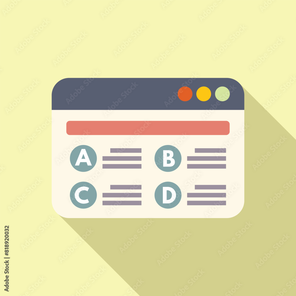 Poster vector illustration of a simplified web browser window with shadow effect on a pastel background
