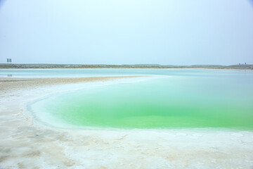 Dachaidan Emerald Lake in Haixi, Qinghai Province - a lake in the saline-alkali land