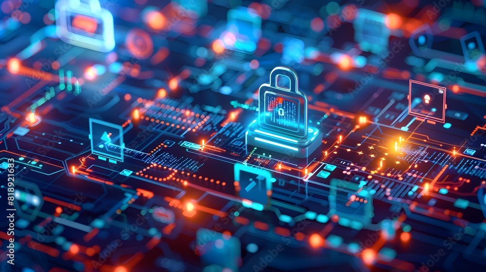 Poster a network of iot devices protected by advanced security measures, including encryption shields, auth