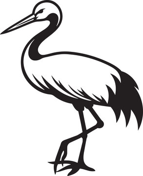 recommend clip art: Crane bird or heron silhouette vector illustration.