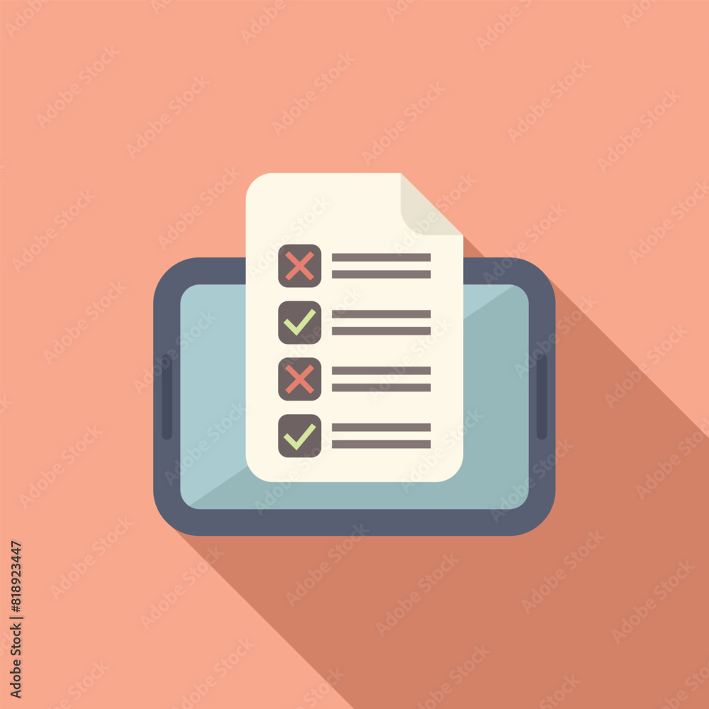 Poster illustrated online survey checklist with tablet and mobile device icons for digital feedback form an