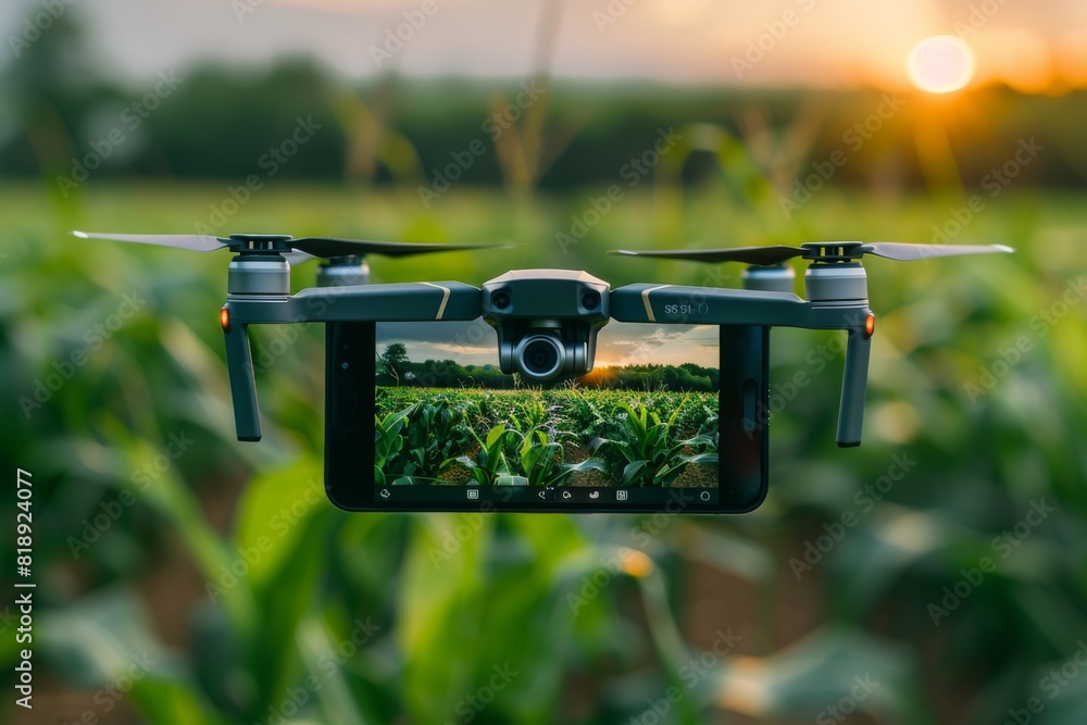 Poster isometric fruit farming with drone technology for smart farming solutions in agricultural automation