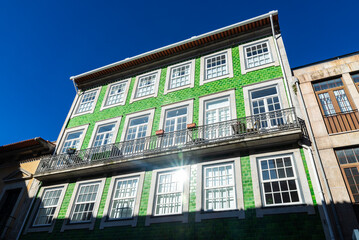 Facade of an old classic building, Oporto, Portugal