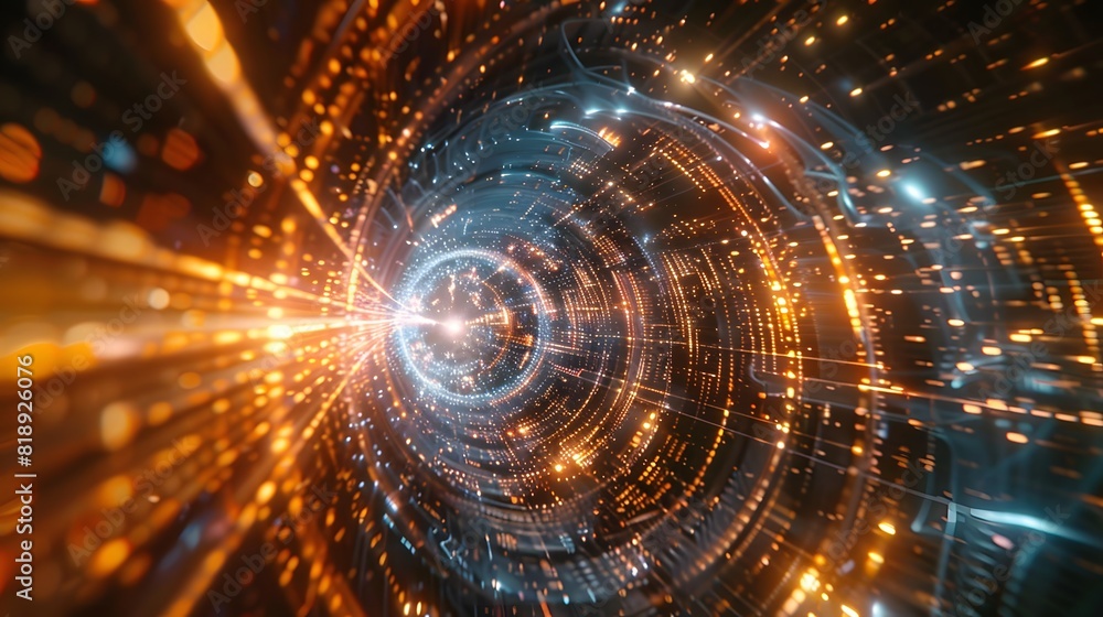 Poster a visual representation of shor's algorithm and grover's algorithm at work within a quantum computer