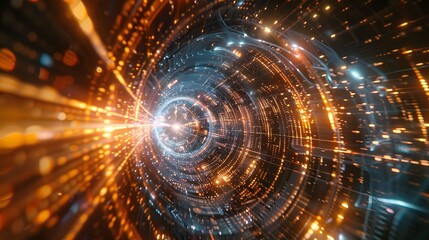  A visual representation of Shor's algorithm and Grover's algorithm at work within a quantum computer, solving complex mathematical problems with lightning speed and efficiency