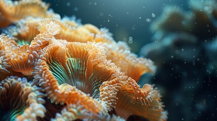 Obraz premium Close-up of coral reef texture, textures and colours of marine biodiversity