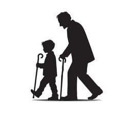 Obraz premium Grandparent silhouette. Old couple vector illustration. Grandfather and grandmother vector.
