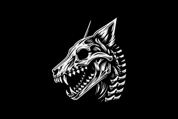Obraz premium Scary beast monster skeleton fox vector design