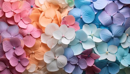 beautiful colorful hydrangea flowers as background top view