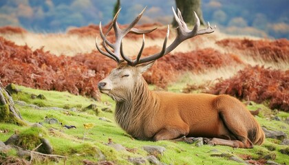 red deer stag at rest
